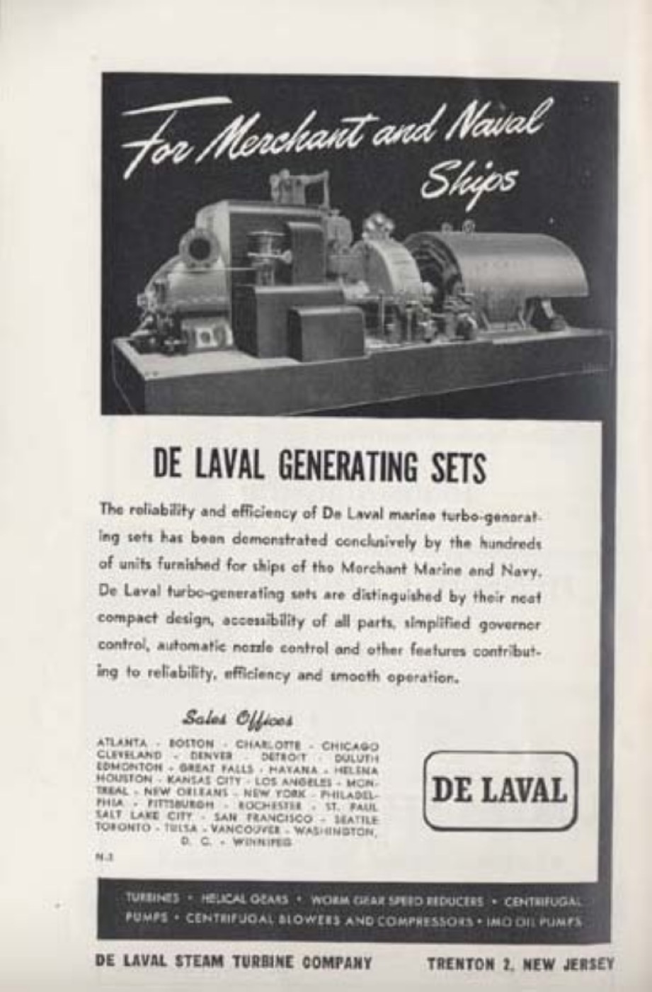 De Laval steam turbine ad